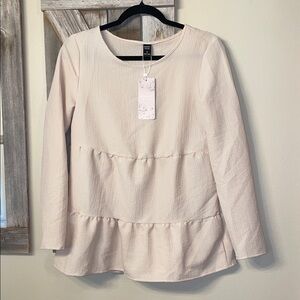 Chic Cream Tiered Blouse